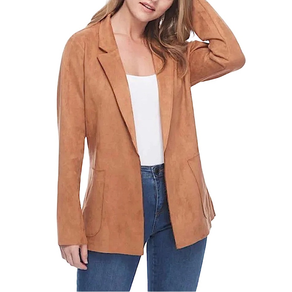 FDJ FRENCH DRESSING JEANS: Faux Suede Tan Blazer Jacket -Size XL